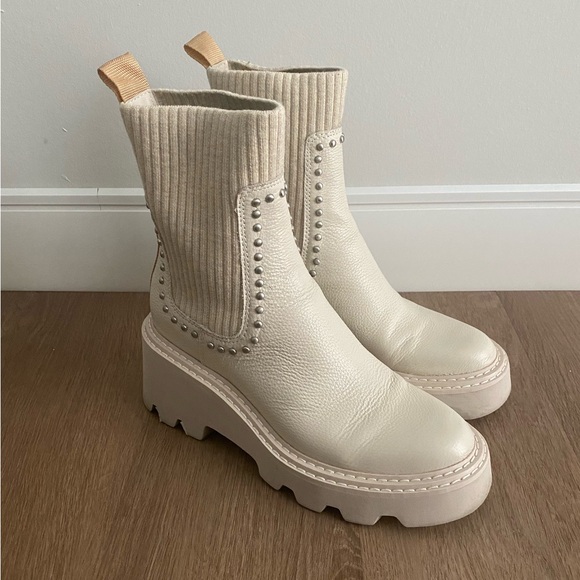 Dolce Vita Hoven H2O Studded Ivory Leather Boots - Picture 2 of 5